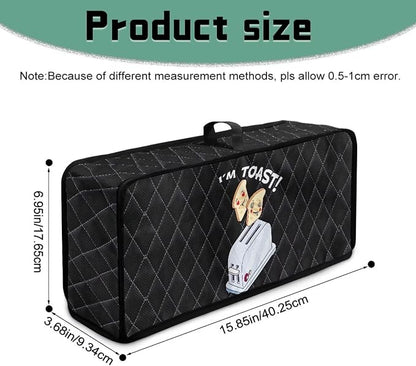 Toaster Cover 2 Slice Black I'm TOAST Design Toaster Covers 2 Slice Long Slot Slim Dust Cover, Machine Washable Thin Small Appliance Covers for Kitchen
