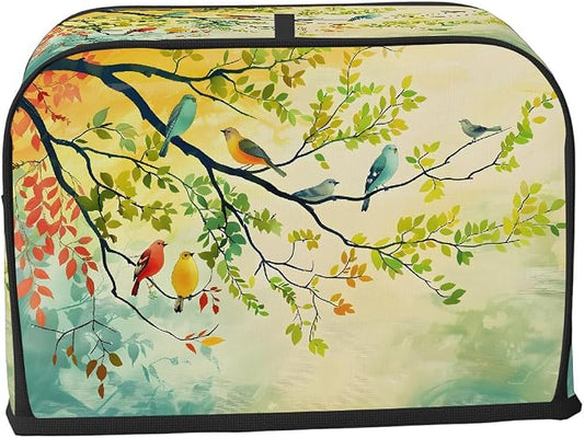 Animal Bird Toaster Cover 4 Slice Wide Slot Washable Toaster Covers | Tree Art Dust and Fingerprint Protection Bread Maker Covers for Kitchen Accessories Decor Bakeware Women Gift