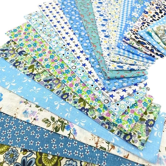 80 Pcs Jelly Roll Fabric Strips for Quilting, Sewing Supplies-2.6 Inch Precut Cotton Fabric Bundles, Perfect for Quilt Projects Blue