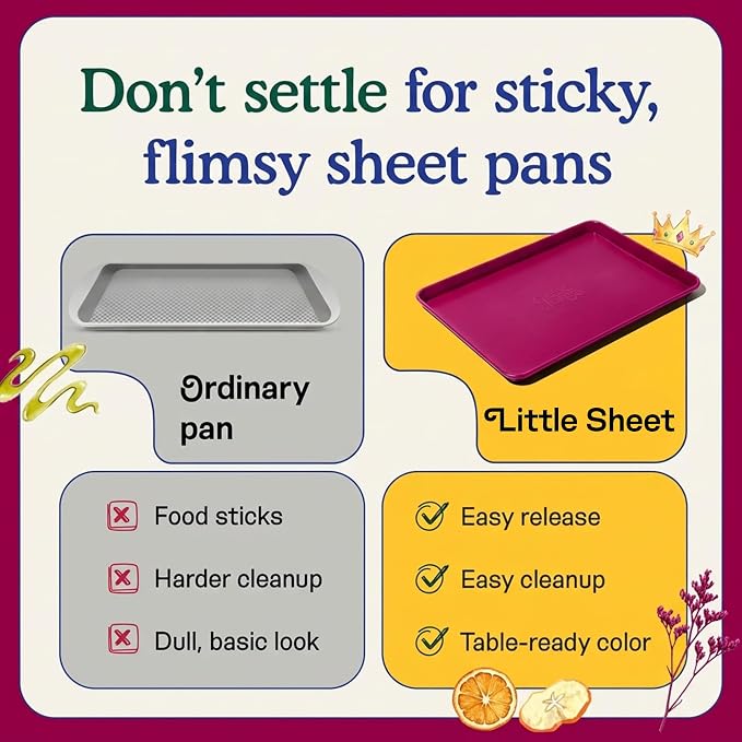 Great Jones Little Sheet (Raspberry) | Jelly Roll Pan, Quarter Sheet Pan | Aluminized Steel,13.5" x 9.5" | For Baking, Roasting, & Broiling | Premium Bakeware with Even Heat Distribution