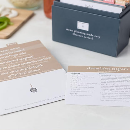 PPP Meal Planner with 72 Recipe Cards (Freezer Menu) - Weekly Menu Planner | Sturdy Recipe Box | 12 Reusable Grocery Shopping Lists | 5 Blank Recipe Cards | Recipe Card Protector | Recipe Ideas
