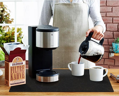 Coffee Maker Mat for Countertops, Coffee Bar Accessories Fit Under Coffee Machine Mat 19"x12"Rubber Backed Coffee Pots - Table Mat Under Appliance, Kitchen Counter Coffee Dish Drying Mat, Marble Black