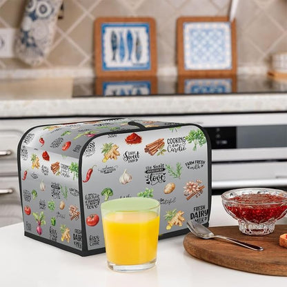 Toaster Cover 2 Slice Wide Slot Spices KitchenBread Toaster Oven Dustproof Cover Small Appliance Kitchen Covers Dust and Fingerprint Protection for Women Gift 2 Slice
