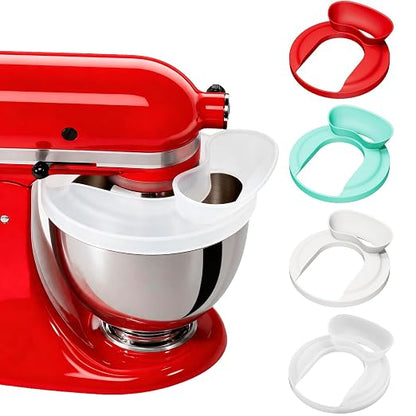 Silicone Kitchen Aid Splash Guard for Stand Mixer & Tilt Head Mixer, 4.5-5QT Mixing Bowl Pouring Shield & Flour Funnel, Kitchen Aid Accessories and Attachments - (Transparent)