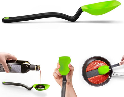 Dreamfarm Supoon Non-Stick Sit-Up Silicone Scraping, Serving, Cooking Spoon Measures 5ml Tsp & 15ml Tbsp - 11" Green