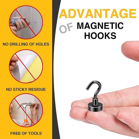 DIYMAG Magnetic Hooks, 30lbs+ Magnet Hook 2026 Cruise Cabin Ship Essentials Heavy Duty Strong Magnets Refrigerator Fridge Hanging for Classroom Beach Vacation Kitchen Grills Home 6 Pack (Black)