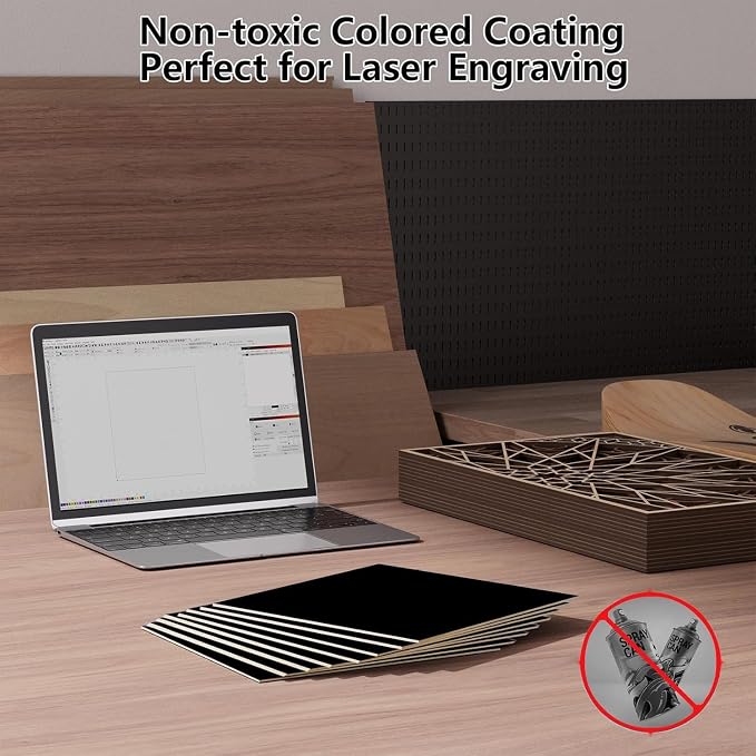 4 Pack Pre-Painted Colored Plywood Sheets,12x12x1/8 Inch (3mm) Basswood Board,Ideal for Laser Cutting, Engraving, DIY Crafts, Ornaments, Models Making (Black)