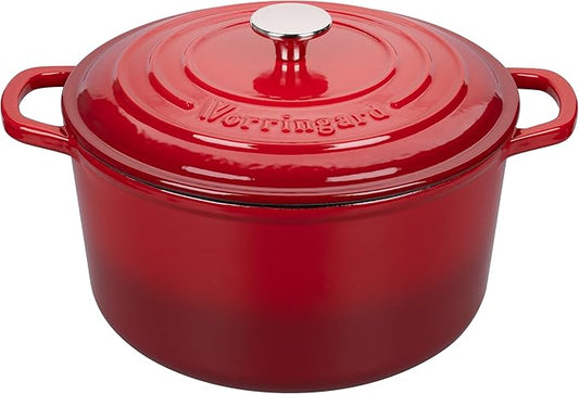 VORRINGARD Enameled Cast Iron Dutch Oven Pot with Lid, for Sourdough Bread Baking, Round Dutch Ovens, 4.5 Quart, Red