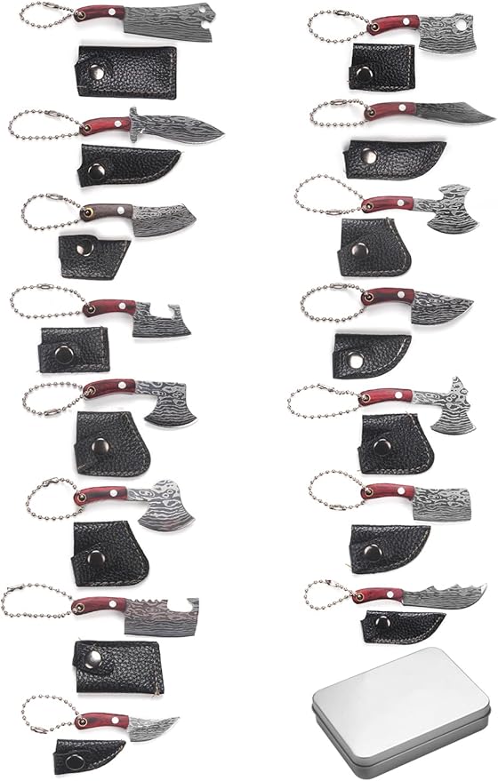 Mini Knife Set,Tiny Knife Set with Sheath,Mini Pocket Knives for Knife Collectors Gifts and Package Opener Box Cutter, Set of 15