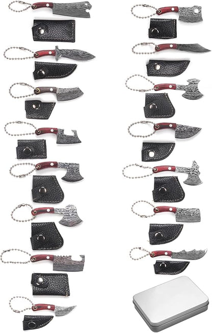Mini Knife Set,Tiny Knife Set with Sheath,Mini Pocket Knives for Knife Collectors Gifts and Package Opener Box Cutter, Set of 15