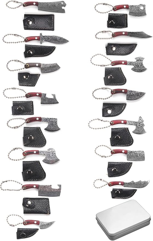 Mini Knife Set,Tiny Knife Set with Sheath,Mini Pocket Knives for Knife Collectors Gifts and Package Opener Box Cutter, Set of 15