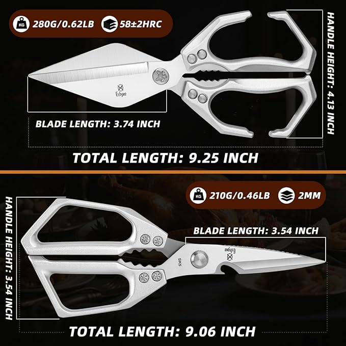 Kitchen Shears Set – Heavy Duty Japanese Stainless Steel Kitchen Scissors, Ultra Sharp Meat Scissors Dishwasher Safe, Cooking Scissor for Food