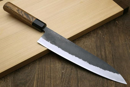 Yoshihiro Japanese High Carbon White Steel #2 Nashiji Gyuto Chefs Knife with Cocobolo Wood Handle (9.5'' (240mm))