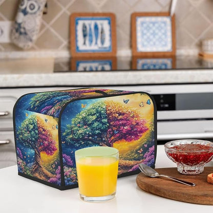2 Slice Beautiful Tree Of Life Toaster Cover Waterproof Dust Fingerprint Bread Machine Cover Washable Kitchen Appliance Protector For Home Kitchen Bakeware Table Decor Women Gifts