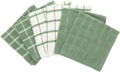 Ritz Premium Terry Check Kitchen Dish Cloths, 6-Pack, Juniper