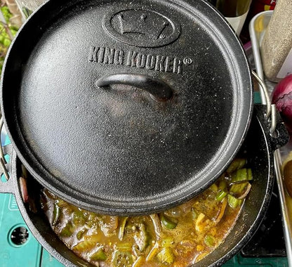 King Kooker 20 Quart Pre-Seasoned Cast Iron Dutch Oven with Lid and Wire Bail Handle- Great for Gumbo, Jambalaya, Chili, Soup and Stew