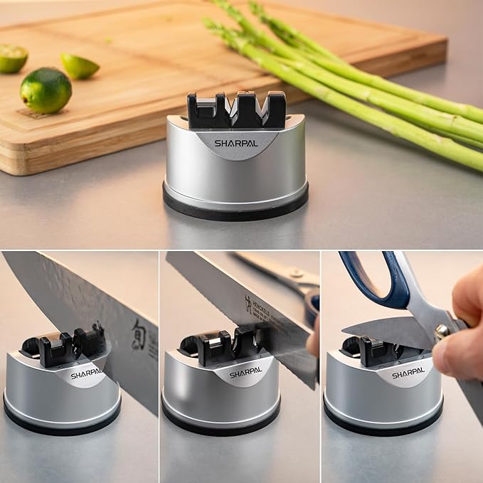 SHARPAL 191H Knife Scissors Sharpener | Repairs, Restores & Sharpens Straight, Serrated & Kitchen Knives – Versatile Sharpening Tool for Blades Fathers Day Gift