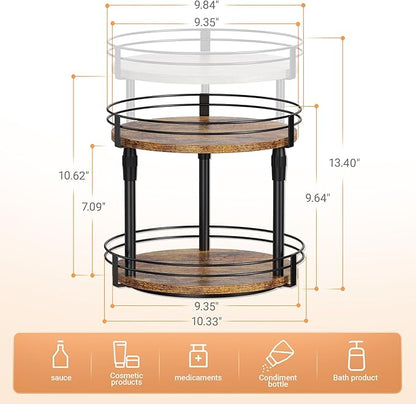 Across-Star Lazy-Susan-Organizer-Spice-Rack, Rotating Spice Organizer For Cabinet Pantry, Seasoning Holder Spice Shelf With Adjustable Height, Kitchen Counter Shelf Countertop Organizer