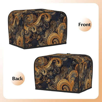 Ethnic Pretty Paisley Toaster Cover 4 Slice Wide Slot Washable Kitchen Appliance Covers Fingerprint Bread Machine Dust Cover Small Toaster Oven Accessories Covers Bread Maker Bag Women Gift