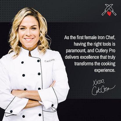CAT CORA Chef Knife, Professional 8-Inch German Steel Blade For Produce, Meat, Herb Cutting, Ergonomic Soft-Grip Handle, NSF-Certified Kitchen Knife