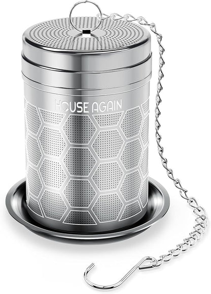 House Again Tea Infusers, Extra Fine Mesh Tea Strainers for Loose Tea, Updated Slim Threaded Lid & 304 Stainless Steel, Filter Bags Diffusers, Loose Leaf Tea Steeper for Brew Tea Spices & Seasonings