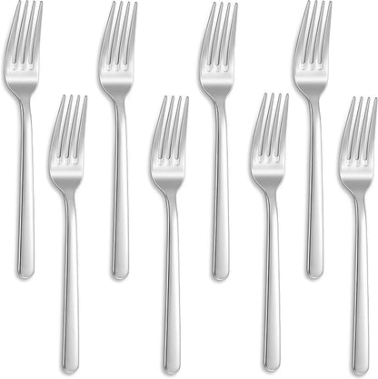 KEAWELL Premium Aline 8-Piece 8.3 inch Forks Silverware – Mirror Polished 18/10 Stainless Steel with Modern Handle and Dishwasher Safe for Formal Meals and Gifting (8, Dinner Forks)