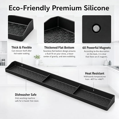 Magnetic Stove Top Shelf, Over the Stove Shelf Spice Rack & Spice Organizer – 30" Heat Resistant Silicone Stove Shelf, No Drill Kitchen Storage Organizer for Gas/Electric Stoves & Small Kitchens