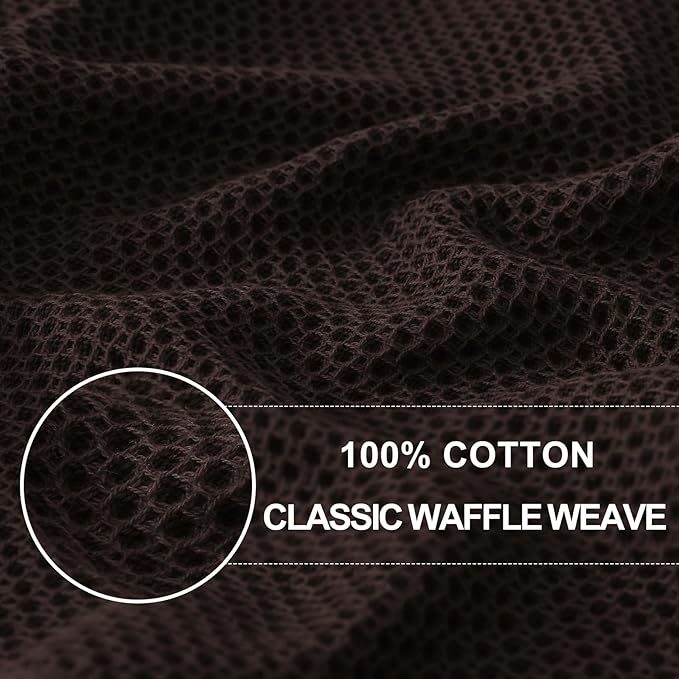 Homaxy 100% Cotton Waffle Weave Kitchen Dish Cloths, Ultra Soft Absorbent Quick Drying Dish Towels, 12 x 12 Inches, 18-Pack, Dark Brown