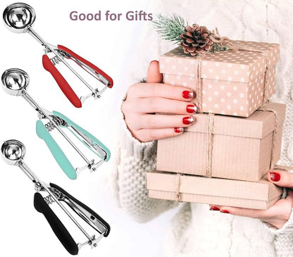 Ice Cream Scoop, 18/8 Stainless Steel Cookie Scoop, Cookie Scoops for Baking, 4 Tbsp/ 60 ml/ 2 oz Cookie Dough Scoop, Ice Cream Scooper with Trigger Release, Cookie Scooper for Baking(Red)
