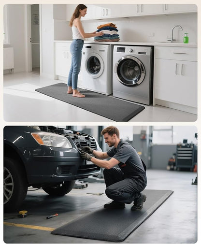 Ophanie Kitchen Mats for Floor, 3/4 Inch Thick Kitchen Rugs, 24'' x 70'' Anti Fatigue Standing Cushioned Mat, Waterproof,Comfort Ergonomic Mat for Office, Home, Sink, Grey Non-Slip Bottom