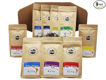 Split Oak Coffee Roasters Gourmet Gift Box – Whole Bean Variety Pack Coffee Gift Box, 9 Medium Roast Coffees from Around the World – Global Tasting Collection, 2oz Bags, Roasted in the USA