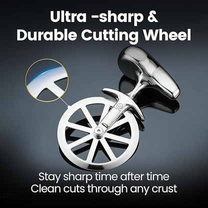 Unicycle Pizza Cutter Wheel, Durable Premium Stainless Steel One-Piece Sharp Blade, Mirror Polished No-Wobble Design, Ergonomic Non-Slip Handle, Easy to Clean Kitchen Gadgets, 5-Year Warranty