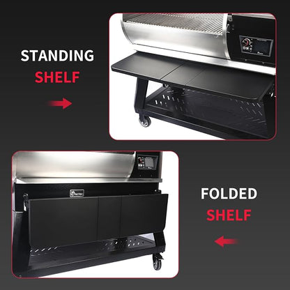 Utheer Front Folding Shelf for Recteq Deck Boss 800 Pellet Grill, Heavy Duty Grill Prep Table 37.7" x 10.2", 60LB Load Capacity, Foldable BBQ Front Shelf, Smoker Accessories