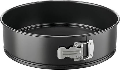 NutriChef 9 Inch Nonstick Cheesecake Springform Cake Pan | Stainless Steel Clasp & Removable Bottom | Durable Stainless Steel Cheesecake Pan | Easy to Clean | Includes 100 Parchment Papers | Black
