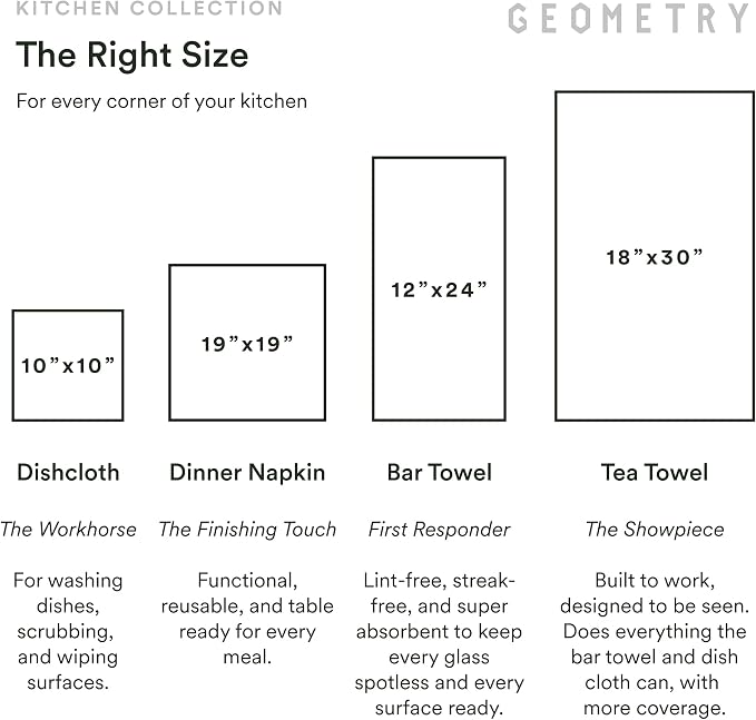 GEOMETRY Tea Towels – Spring & Summer Collection – Quick-Dry, Ultra-Absorbent, Reusable Microfiber Kitchen Towels for Drying & Cleaning - Meadowlight - 3 Pack
