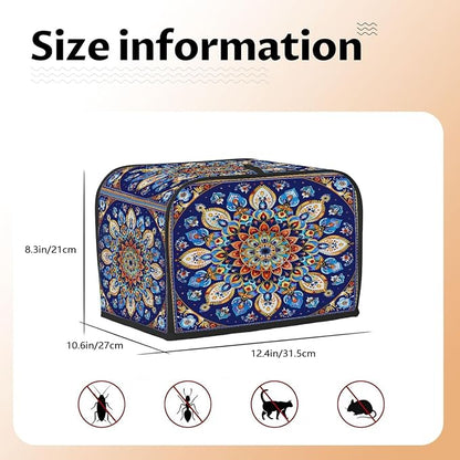 Toaster Cover 4 Slice Wide Slot Boho Mandala Flower(414) Bread Toaster Oven Dustproof Cover Small Appliance Kitchen Covers Dust and Fingerprint Protection for Women Gift 4 Slice