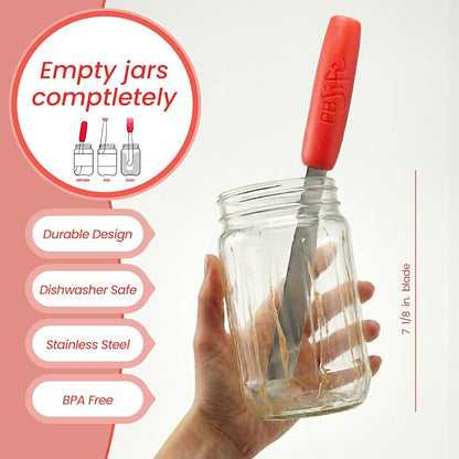 PB-JIFE! The Ultimate PB knife. Stir, scrape, and clean the BIG Jars (Red, 3)