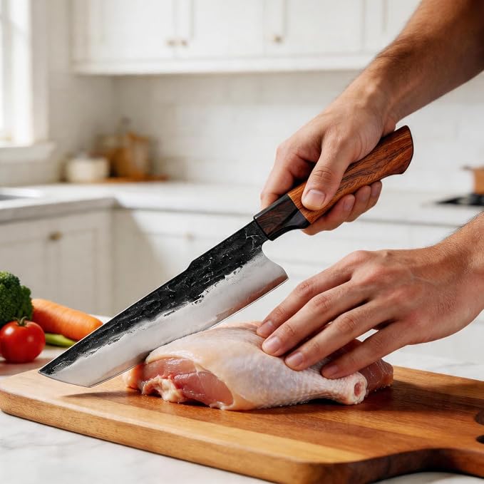 XITUO 7 Inch Nakiri Knife, Japanese Vegetable Cleaver with Ebony Sandalwood Handle, Triple-Layered High Carbon Stainless Steel, Ultra Sharp Professional Chef Knife for Chopping & Slicing