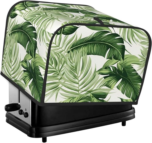 Botanical Tropical Leaf 4 Slice Toaster Cover, Dustproof, Waterproof, Polyester, Green