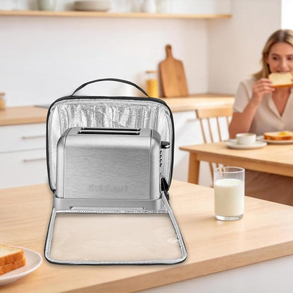 Wide Slot Toaster Cover 2 Slice with Enclosed Bottom and Side Pockets, Bag Compatible with Amazon Basics, Hamilton Beach,Cuisinart, Bella and Other 2 Slice Toaster, Black