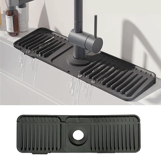 STARGAZ Silicone Faucet Mat For Kitchen Sink,Sink Back Splash Guard, Faucet Draining Mat,Kitchen Sink Rubber Mat,Bathroom Sink Sink Mat,Soap Dish,Silicone Sink Protector(17.7”×5.5”)