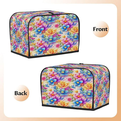 Flowers Art Toaster Cover 2 Slice Wide Slot Washable Toaster Covers | Rainbow Art Dust and Fingerprint Protection Bread Maker Covers for Kitchen Accessories Decor Bakeware Women Gift