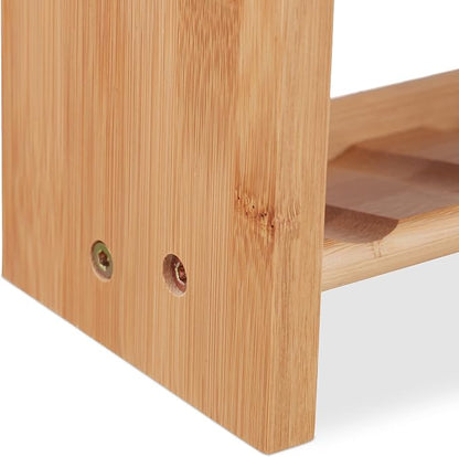 Relaxdays Bamboo Spice Rack, 5 Levels, Standing Kitchen Shelf, H x W x D, 36 x 40.5 x 16 cm, Spice Rack Worktop, Natural