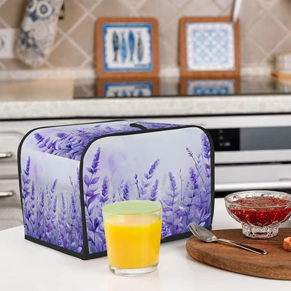Flower Lavender Toaster Cover 4 Slice Wide Slot Washable Toaster Covers | Purple Art Dust and Fingerprint Protection Bread Maker Covers for Kitchen Accessories Decor Bakeware Women Gift