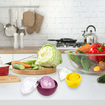 2PCS Lemon and Onion Storage Containers with Peeler, Freshness Keepers for Lemon and Onion, Ideal for Fridge Vegetable Crisper, Keeps Food Fresh Longer