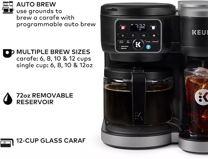 Keurig KD5600 K-Duo Hot & Iced Single Serve & Carafe Coffee Maker, 72oz Reservoir, MultiStream Technology (Gen 2), Black (Renewed)