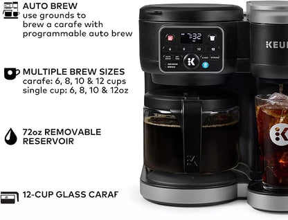 Keurig KD5600 K-Duo Hot & Iced Single Serve & Carafe Coffee Maker, 72oz Reservoir, MultiStream Technology (Gen 2), Black (Renewed)