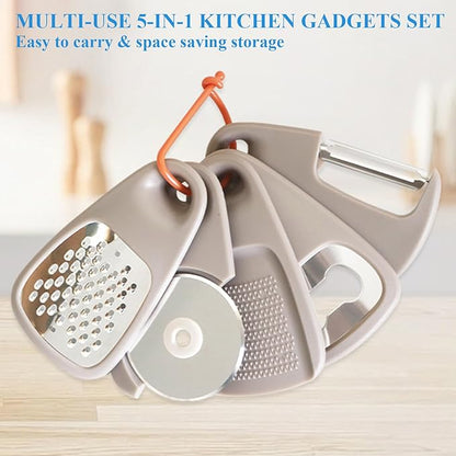 2 Pack Kitchen Gadgets Set 11 Pieces, Space Saving Cooking Tools Kitchen Accessories-Garlic Grinder, Cheese Grater, Vegetable Peeler, Pizza Cutter, Herb Stripper, Bottle Opener, Gadgets Gift Set
