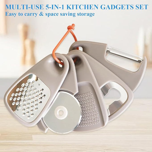 2 Pack Kitchen Gadgets Set 10 Pieces, Space Saving Cooking Tools Kitchen Accessories-Garlic/Ginger Grinder, Cheese Grater, Vegetable/Fruit Peeler, Pizza Cutter, Bottle Opener, Gadgets Gift Set