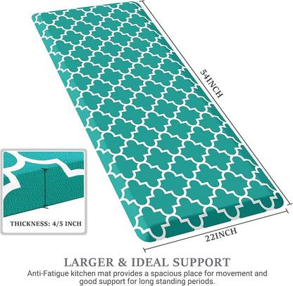 WISELIFE Anti Fatigue Floor Mat - 4/5 Inch Thick Kitchen Mat Non Slip Waterproof Heavy Duty Ergonomic Comfort Mat Durable for Home, Office, Sink, Laundry,(22" x 54", Green)